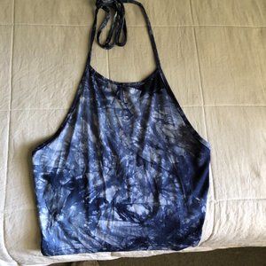 SHEIN Tie-Dye Blue Halter Top
